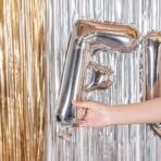 Balon Folie Metalizata Litera F, Embo, 80 cm, Umflati cu Heliu sau Aer, Ambalaj Individual, Pai inclus, Argintiu - imagine 4