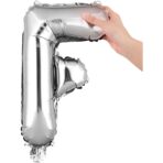 Balon Folie Metalizata Litera F, Embo, 80 cm, Umflati cu Heliu sau Aer, Ambalaj Individual, Pai inclus, Argintiu - imagine 5