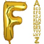 Balon Folie Metalizata Litera F, Embo, 80 cm, Umflati cu Heliu sau Aer, Ambalaj Individual, Pai inclus, Auriu - imagine 6