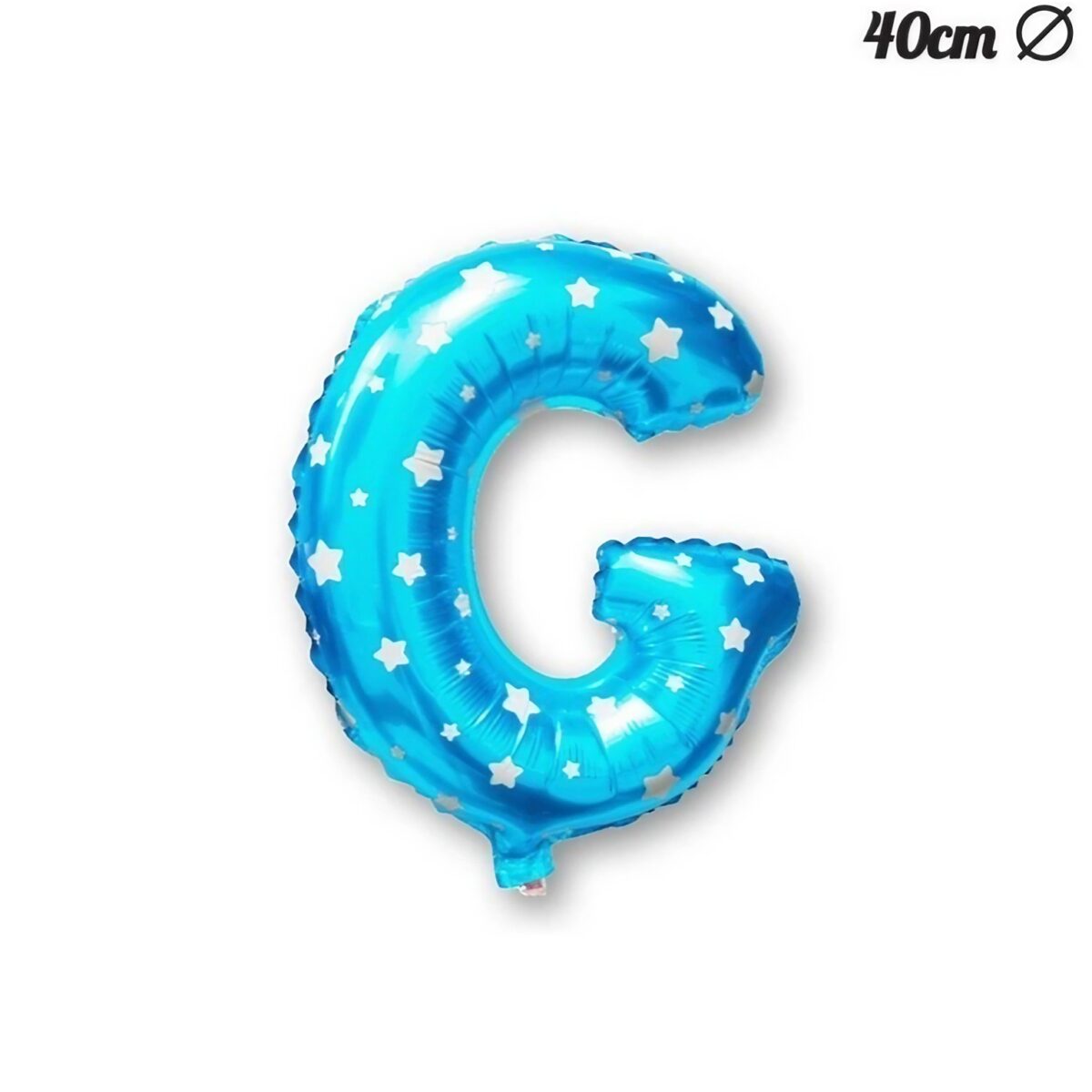 Balon Folie Metalizata Litera G, Embo, 40 cm, Cu Imprimeu Stelute, Umflati cu Heliu sau Aer, Ambalaj Individual, Pai inclus, Albastru - imagine 3