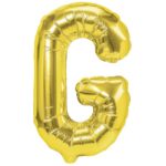 Balon Folie Metalizata Litera G, Embo, 40 cm, Umflati cu Heliu sau Aer, Ambalaj Individual, Pai inclus, Auriu