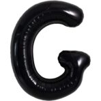 Balon Folie Metalizata Litera G, Embo, 40 cm, Umflati cu Heliu sau Aer, Ambalaj Individual, Pai inclus, Negru