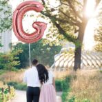 Balon Folie Metalizata Litera G, Embo, 80 cm, Umflati cu Heliu sau Aer, Ambalaj Individual, Pai inclus, Rose Gold - imagine 3