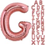 Balon Folie Metalizata Litera G, Embo, 80 cm, Umflati cu Heliu sau Aer, Ambalaj Individual, Pai inclus, Rose Gold - imagine 4