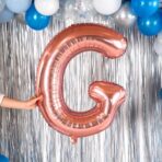 Balon Folie Metalizata Litera G, Embo, 80 cm, Umflati cu Heliu sau Aer, Ambalaj Individual, Pai inclus, Rose Gold - imagine 5