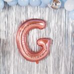 Balon Folie Metalizata Litera G, Embo, 80 cm, Umflati cu Heliu sau Aer, Ambalaj Individual, Pai inclus, Rose Gold - imagine 7