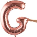 Balon Folie Metalizata Litera G, Embo, 80 cm, Umflati cu Heliu sau Aer, Ambalaj Individual, Pai inclus, Rose Gold - imagine 8