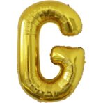 Balon Folie Metalizata Litera G, Embo, 80 cm, Umflati cu Heliu sau Aer, Ambalaj Individual, Pai inclus, Auriu