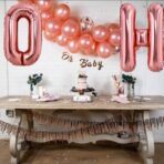Balon Folie Metalizata Litera H, Embo, 100 cm, Umflati cu Heliu sau Aer, Ambalaj Individual, Pai inclus, Rose Gold - imagine 2