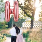 Balon Folie Metalizata Litera H, Embo, 100 cm, Umflati cu Heliu sau Aer, Ambalaj Individual, Pai inclus, Rose Gold - imagine 3