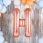 Balon Folie Metalizata Litera H, Embo, 100 cm, Umflati cu Heliu sau Aer, Ambalaj Individual, Pai inclus, Rose Gold - imagine 7