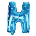Balon Folie Metalizata Litera H, Embo, 40 cm, Cu Imprimeu Stelute, Umflati cu Heliu sau Aer, Ambalaj Individual, Pai inclus, Albastru - imagine 4