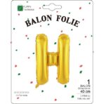 Balon Folie Metalizata Litera H, Embo, 40 cm, Umflati cu Heliu sau Aer, Ambalaj Individual, Pai inclus, Auriu - imagine 2