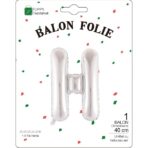 Balon Folie Metalizata Litera H, Embo, 40 cm, Umflati cu Heliu sau Aer, Ambalaj Individual, Pai inclus, Argintiu - imagine 2