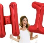 Balon Folie Metalizata Litera H, Embo, 40 cm, Umflati cu Heliu sau Aer, Ambalaj Individual, Pai inclus, Rosu - imagine 7