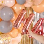 Balon Folie Metalizata Litera H, Embo, 40 cm, Umflati cu Heliu sau Aer, Ambalaj Individual, Pai inclus, Rose Gold - imagine 4