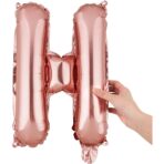 Balon Folie Metalizata Litera H, Embo, 40 cm, Umflati cu Heliu sau Aer, Ambalaj Individual, Pai inclus, Rose Gold - imagine 7