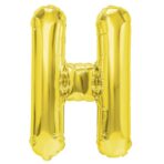 Balon Folie Metalizata Litera H, Embo, 40 cm, Umflati cu Heliu sau Aer, Ambalaj Individual, Pai inclus, Auriu