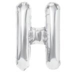 Balon Folie Metalizata Litera H, Embo, 40 cm, Umflati cu Heliu sau Aer, Ambalaj Individual, Pai inclus, Argintiu