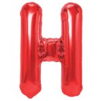 Balon Folie Metalizata Litera H, Embo, 40 cm, Umflati cu Heliu sau Aer, Ambalaj Individual, Pai inclus, Rosu