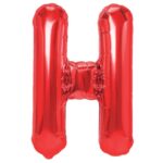 Balon Folie Metalizata Litera H, Embo, 40 cm, Umflati cu Heliu sau Aer, Ambalaj Individual, Pai inclus, Rosu