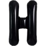 Balon Folie Metalizata Litera H, Embo, 40 cm, Umflati cu Heliu sau Aer, Ambalaj Individual, Pai inclus, Negru