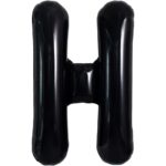 Balon Folie Metalizata Litera H, Embo, 40 cm, Umflati cu Heliu sau Aer, Ambalaj Individual, Pai inclus, Negru