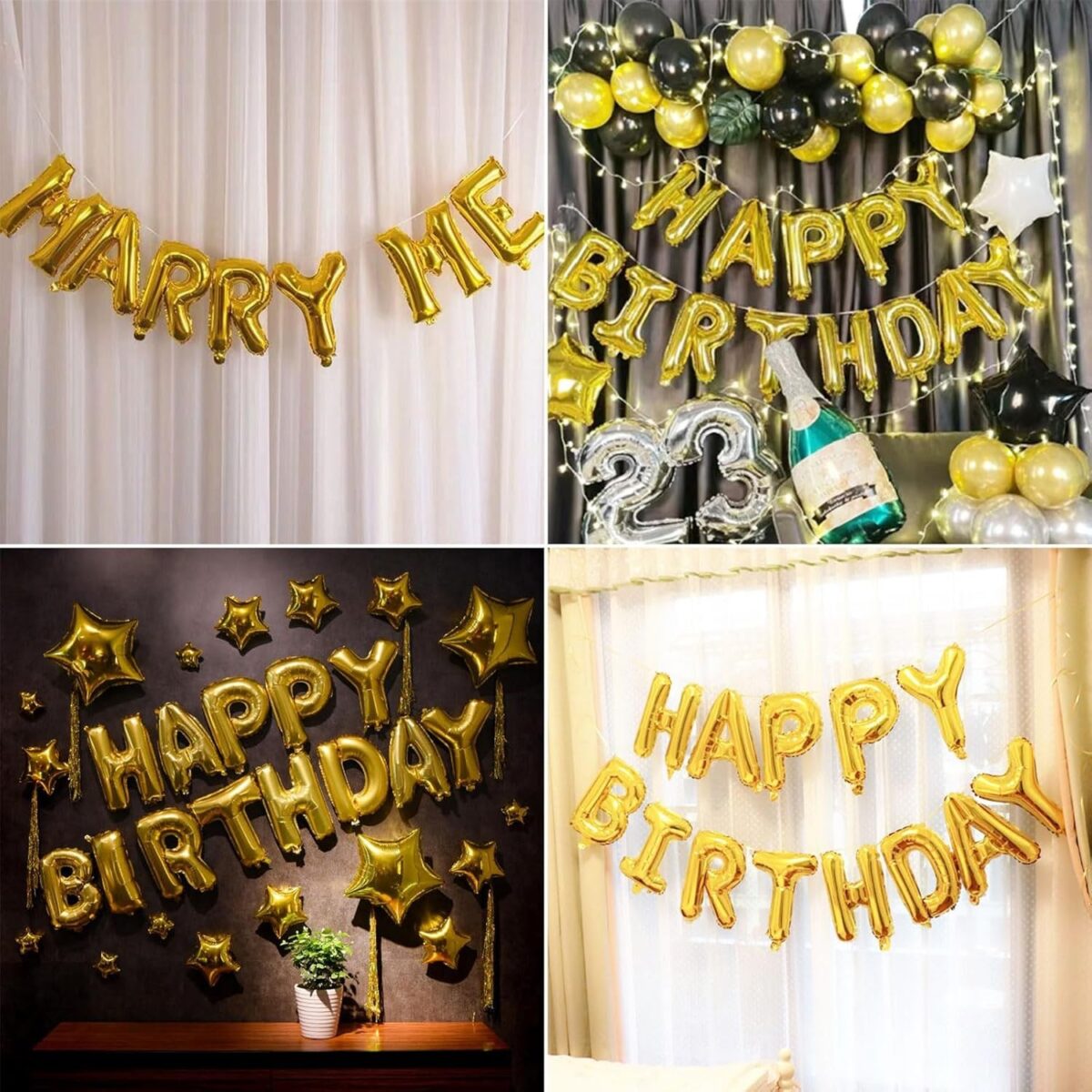 Balon Folie Metalizata Litera H, Embo, 80 cm, Umflati cu Heliu sau Aer, Ambalaj Individual, Pai inclus, Auriu - imagine 8