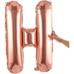Balon Folie Metalizata Litera H, Embo, 80 cm, Umflati cu Heliu sau Aer, Ambalaj Individual, Pai inclus, Rose Gold - imagine 8