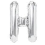 Balon Folie Metalizata Litera H, Embo, 80 cm, Umflati cu Heliu sau Aer, Ambalaj Individual, Pai inclus, Argintiu
