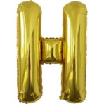 Balon Folie Metalizata Litera H, Embo, 80 cm, Umflati cu Heliu sau Aer, Ambalaj Individual, Pai inclus, Auriu