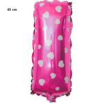 Balon Folie Metalizata Litera I, Embo, 40 cm, Cu Imprimeu Inimioare, Umflati cu Heliu sau Aer, Ambalaj Individual, Pai inclus, Roz - imagine 2