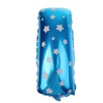 Balon Folie Metalizata Litera I, Embo, 40 cm, Cu Imprimeu Stelute, Umflati cu Heliu sau Aer, Ambalaj Individual, Pai inclus, Albastru - imagine 4