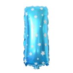 Balon Folie Metalizata Litera I, Embo, 40 cm, Cu Imprimeu Stelute, Umflati cu Heliu sau Aer, Ambalaj Individual, Pai inclus, Albastru