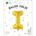 Balon Folie Metalizata Litera I, Embo, 40 cm, Umflati cu Heliu sau Aer, Ambalaj Individual, Pai inclus, Auriu - imagine 2