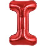 Balon Folie Metalizata Litera I, Embo, 40 cm, Umflati cu Heliu sau Aer, Ambalaj Individual, Pai inclus, Rosu