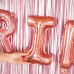 Balon Folie Metalizata Litera I, Embo, 40 cm, Umflati cu Heliu sau Aer, Ambalaj Individual, Pai inclus, Rose Gold - imagine 4