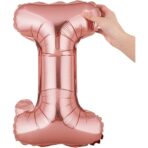 Balon Folie Metalizata Litera I, Embo, 40 cm, Umflati cu Heliu sau Aer, Ambalaj Individual, Pai inclus, Rose Gold - imagine 7