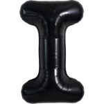 Balon Folie Metalizata Litera I, Embo, 40 cm, Umflati cu Heliu sau Aer, Ambalaj Individual, Pai inclus, Negru