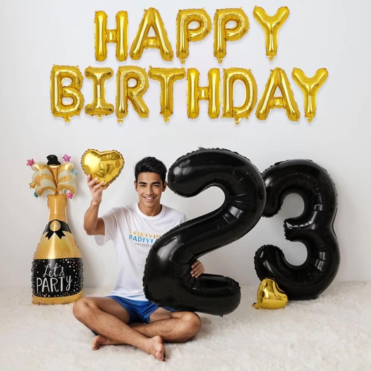 Balon Folie Metalizata Litera I, Embo, 80 cm, Umflati cu Heliu sau Aer, Ambalaj Individual, Pai inclus, Auriu - imagine 12