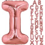Balon Folie Metalizata Litera I, Embo, 80 cm, Umflati cu Heliu sau Aer, Ambalaj Individual, Pai inclus, Rose Gold - imagine 4