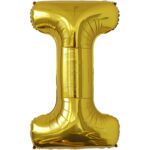 Balon Folie Metalizata Litera I, Embo, 80 cm, Umflati cu Heliu sau Aer, Ambalaj Individual, Pai inclus, Auriu
