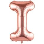 Balon Folie Metalizata Litera I, Embo, 80 cm, Umflati cu Heliu sau Aer, Ambalaj Individual, Pai inclus, Rose Gold