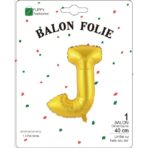 Balon Folie Metalizata Litera J, Embo, 40 cm, Umflati cu Heliu sau Aer, Ambalaj Individual, Pai inclus, Auriu - imagine 2