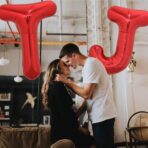 Balon Folie Metalizata Litera J, Embo, 40 cm, Umflati cu Heliu sau Aer, Ambalaj Individual, Pai inclus, Rosu - imagine 4