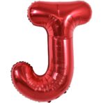 Balon Folie Metalizata Litera J, Embo, 40 cm, Umflati cu Heliu sau Aer, Ambalaj Individual, Pai inclus, Rosu - imagine 5