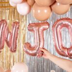 Balon Folie Metalizata Litera J, Embo, 40 cm, Umflati cu Heliu sau Aer, Ambalaj Individual, Pai inclus, Rose Gold - imagine 4