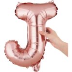 Balon Folie Metalizata Litera J, Embo, 40 cm, Umflati cu Heliu sau Aer, Ambalaj Individual, Pai inclus, Rose Gold - imagine 7