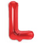 Balon Folie Metalizata Litera L, Embo, 40 cm, Umflati cu Heliu sau Aer, Ambalaj Individual, Pai inclus, Rosu