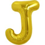 Balon Folie Metalizata Litera J, Embo, 40 cm, Umflati cu Heliu sau Aer, Ambalaj Individual, Pai inclus, Auriu